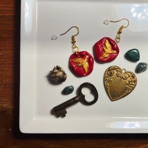 Calling Birds: Wax Seal Style Handcrafted Earrings